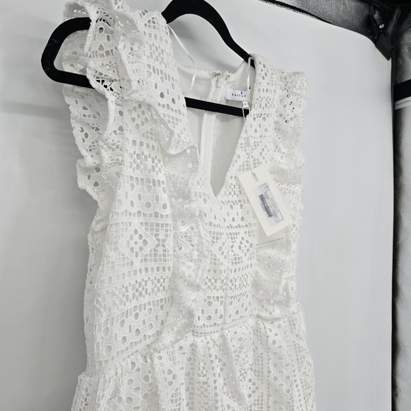 Endless Rose white Lace Ruffle Tiered Midi Dress large - Picture 6 of 11
